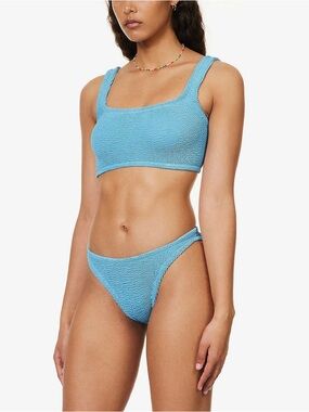 Hunza G Bikini Set Sky Blue Xandra Light Classic One Size Crinkle Stretchy